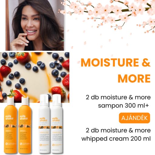 milk_shake® moisture&more sampon 2 db + AJÁNDÉK moisture&more whipped cream 2 db 