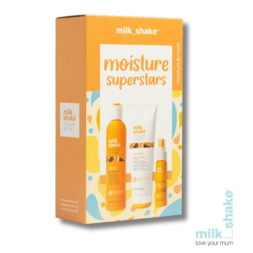 Hidratáló hajápoló csomag száraz hajra - milk_shake® moisture&more KIT + ajándék Lucrezia Kaufmann nyári táska + let it shine hajfény spray