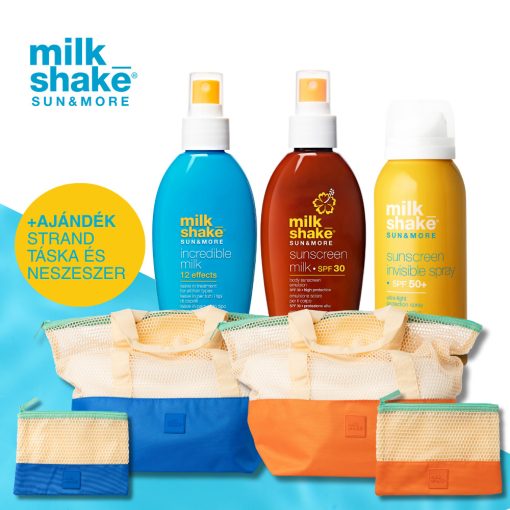 milk_shake® incredible milk, naptej FPS30 és láthatatlan naptej FPS50 ajándék nyári strandszett 