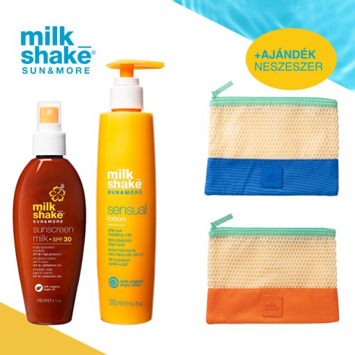 milk_shake® sunscreen milk naptej és sensual lotion napozásutáni hidratáló krém ajándék neszesszerrel 
