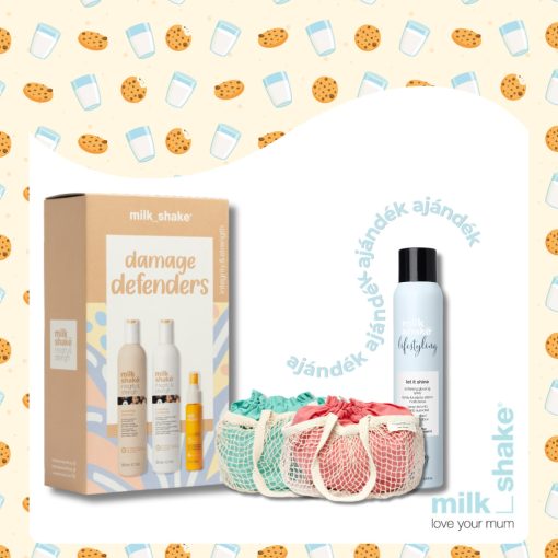 Igénybevett, töredezett hajra való hajápoló csomag - milk_shake® integrity & strenght KIT - ajándék Lucrezia Kaufmann nyári táska + let it shine - hajfény spray 