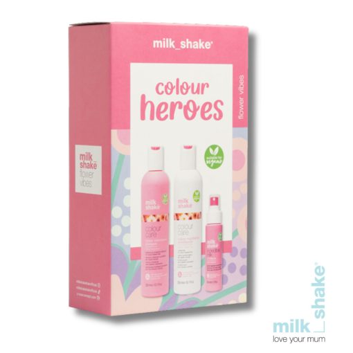 Festett hajra való hajápolási csomag - milk_shake® flower vibes KIT + ajándék Lucrezia Kaufmann nyári táska + let it shine hajfény spray 