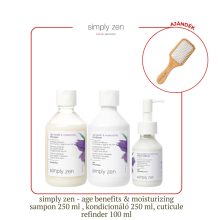 simply zen AGE BENEFITS & MOISTURIZING TREATMENT - hialuronsavas hajápoló termékcsalád a rugalmatlan vízhiányos haj számára