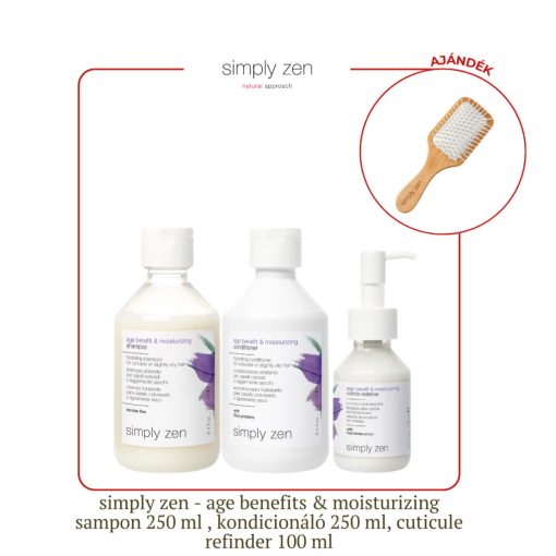 simply zen AGE BENEFITS & MOISTURIZING TREATMENT - hialuronsavas hajápoló termékcsalád a rugalmatlan vízhiányos haj számára