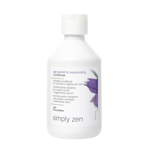 simply zen AGE BENEFITS & MOISTURIZING TREATMENT - hialuronsavas hajápoló termékcsalád a rugalmatlan vízhiányos haj számára