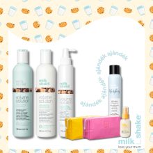 Volumennövelő hajápoló csomag lelapuló, vékony szálú hajra - milk_shake® volume solution sampon + kondicionáló + hajtőemelő spray  - AJÁNDÉK neszeszer + let it shine  + leave-in kondicionáló 75 ml