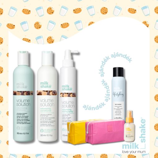 Volumennövelő hajápoló csomag lelapuló, vékony szálú hajra - milk_shake® volume solution sampon + kondicionáló + hajtőemelő spray  - AJÁNDÉK neszeszer + let it shine  + leave-in kondicionáló 75 ml
