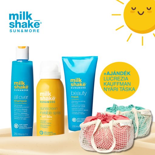 milk_shake® all over sampon, láthatatlan naptej és beauty maszk ajándék Lucrezia Kaufmann táska
