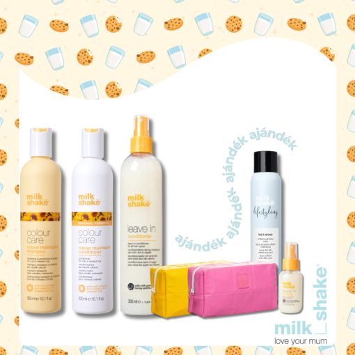 Festett hajra való csomag - milk_shake® color maintainer sampon + kondicionáló + leave-in kondicionáló + AJÁNDÉK neszeszer + let is shine + leave-in kondi 75 ml
