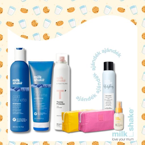 Hamvas barna haj fenntartása - milk_shake® cold brunette termékcsalád + AJÁNDÉK kozmetikai táska + let it shine + leave-in kondicionáló 75 ml 
