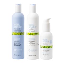   milk_shake® no frizz allowed sampon, kondicionáló és fényesítő szérum vastag szálú hajra 