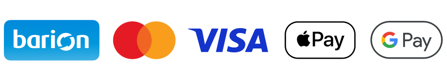 A kényelmes és biztonságos online fizetést a Barion Payment Zrt. biztosítja, MNB engedély száma: H-EN-I-1064/2013. Bankkártya adatai áruházunkhoz nem jutnak el.